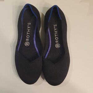 Rothy's Elegant Black Flats with Blue Highlights